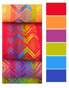 the color scheme is bright and colorful, with different patterns on each one piece of fabric