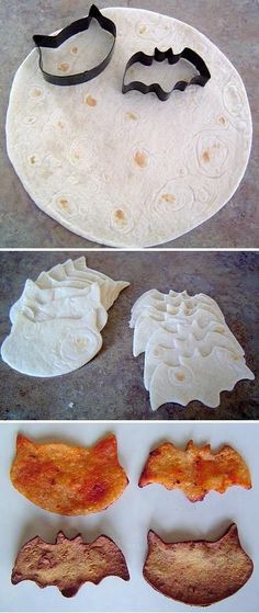 the process of making tortilla shells with cookie cutters