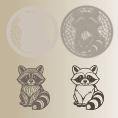 three different types of animal cut outs on a white and beige background with the same design