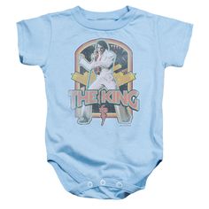 Elvis Presley Distressed King Infant's 100% Cotton Short-Sleeve Snapsuit Elvis Presley Shirt, Led Zeppelin Shirt, King Baby, Polar Express, Consumer Products, Baby & Toddler Clothing, New Parents, Elvis Presley, Baby Bodysuit