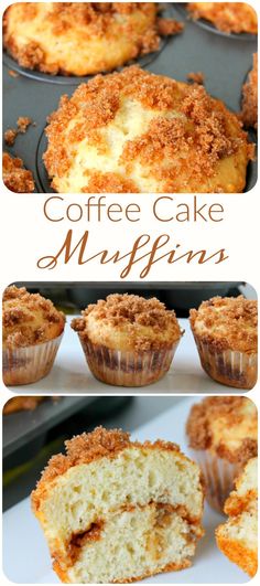 coffee cake muffins are cut in half and stacked on top of each other