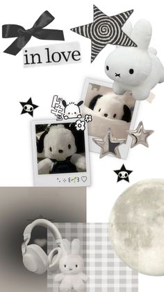 a collage of photos with teddy bears and stars in the background, including an image of a stuffed animal