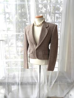 Vtg 1970's Brown Tweed Blazer|Vtg Victorian Style Wool Blazer|Vtg J.G. Hook Shortie Blazer sz 6 by aflairfordrama on Etsy Vintage Tweed Long Sleeve Jacket, Fitted Vintage Wool Tweed Jacket, Vintage Fitted Tweed Jacket For Formal Occasions, Tailored Vintage Tweed Jacket, Vintage Long Sleeve Tweed Jacket, Retro Tweed Jacket For Fall, Vintage Formal Tweed Jacket For Spring, Fitted Retro Tweed Jacket, Vintage Tailored Brown Tweed Jacket