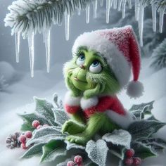 the grinch is wearing a santa claus hat