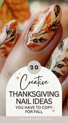 Looking for creative Thanksgiving nail ideas you have to copy for fall? Check out these 20 top Thanksgiving nail ideas to get ready for fall this year. Fall Nails Maple Leaf, Thanksgiving Ombre Nails Ideas, Thanksgiving Nails Dipped, Nail Art For Thanksgiving, Turkey Feather Nails, Nail Art With Leaves, Chrysanthemum Nail Art, Thanksgiving Nail Art Designs Fall, Halloween Thanksgiving Nails