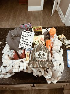 an assortment of items on a counter top