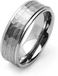 men's wedding band with grey and black inlays, made from 18k white gold