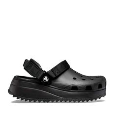 Crocs Platform Hiker Clogs In Black Platform Size 7men 9 Women Two-Piece Construction With New Midsole And Outsole Design Croslite Foam Sole For Ultimate Comfort Movable Heel Strap With Adjustable Hook-And-Loop Closure Customizable With Jibbitz Pins Iconic Crocs Comfort: Lightweight. Flexible. 360 Comfort Crocs Platform, Outsole Design, Shoes Crocs, Crocs Black, Women's Crocs, Black Platform, Crocs Shoes, Mule Clogs, Mules Shoes