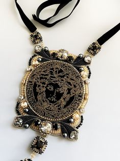 Beaded Velvet Pendant in a Bohemian Style Embellished With a - Etsy Hungary Embroidered Jewelry, Bead Embroidery Jewelry, Bib Necklaces, Embroidery Jewelry, Bead Embroidery, Beaded Embroidery, Hungary, Bohemian Style, Brooches