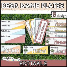 desk name plates with different types of names on them and the words in each one