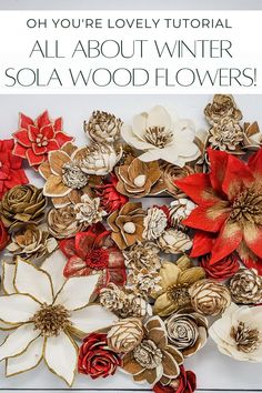 When it comes to winter flowers, poinsettia is probably going to be what pops into your mind first! In this blog, we are going to walk through a few different ways to create/paint these classic holiday beauties from sola wood flowers and we will also think outside of the traditional holiday color schemes and styles (because remember, winter isn't only during December!). Wood Flower Arrangements, Wood Flower Wreath, Winter Floral Arrangements, Christmas Colour Schemes, Wood Christmas Decorations, Winter Paper, Flower Christmas, Flowers Ideas