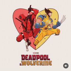 the deadpool and wolverine logo is shown in front of a heart shaped background with an arrow