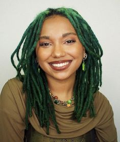 Dyed Dreads, Green Dreads, Natural African American Hairstyles, Creative Hair Color, Dreadlock Hairstyles, Alternative Hair, Fancy Hairstyles