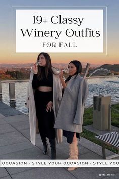 See our list of 19+ must-try fall winery outfits! 🍁 🍷 Whether you're planning a California wine tasting adventure or simply visiting a vineyard for a stroll in the cold, we've got you covered! From cute jeans to flirty skirts, and dresses, you'll love these fall winery outfit ideas! Cheers to a season of unforgettable moments and fabulous style with these chic outfits! ✨ Fall Winery Tour Outfit, What To Wear To A Winery In The Fall, What To Wear To A Winery In The Winter, Napa Winter Outfit Wine Country, What To Wear Wine Tasting Fall, Fall Wine Tour, Wine Tour Outfit, Napa Outfit, Winery Outfit Summer