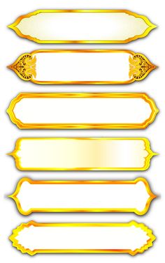 four gold labels with ornate designs on them