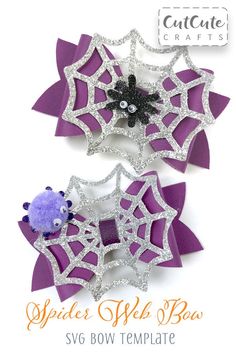 Spider Web Hair, Cricut Bows, Hair Bow Svg, Halloween Felt Crafts, Spider Hair, Bow Silhouette, Girls Hair Bows Diy, Bow Svg, Halloween Accessories Hair