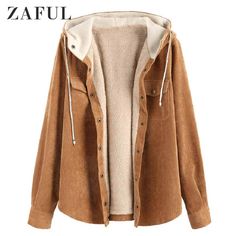 Zaful Corduroy Hooded Fleece Lining Jacket | Brown | Size Small Brand New With Tags. Never Used. Return Policy: If Your Item Does Not Fit, We Do Accept Returns Within 30 Days; The Item Must Be Returned In The Exact Same Condition As It Was Received. We Request That You Select "Item Does Not Fit" When Returning An Item That Does Not Fit. Jacket Store, Fuzzy Coat, Costume Intero, Cool Jackets, Corduroy Jacket, Women's Coats & Jackets, Online Clothing Stores, Womens Plaid, Jacket Style