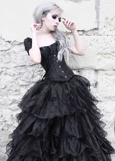 Black Cap Sleeves Gothic Long Prom Dress D1009 - D-RoseBlooming Gothic Formal Dresses, Punk Prom, Goth Prom Dress, Gothic Prom Dress, Goth Prom, Elegant Goth, Gothic Mode, Below The Knee Dresses, Fall Fashion Skirts