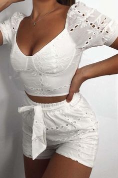 Perfect Pairs- co-ordinating outfits is seriously in right now, which means you can cut down on precious prep time with this broderie anglaise crop top & shorts. Team with strappy heels & a clutch for ultimate summer party goals! Available in White Broderie Anglaise Co-ord Set Sweetheart Neckline Crop Top Matching Shorts and Blouse Regular Fit 100% Cotton Machine Washable Lace Cottagecore, Crop Top Shorts, Pretty Shorts, Sitting Pretty, Crop Top And Shorts, Top Cropped, Neck Crop Top, Co Ord Set, Short Set