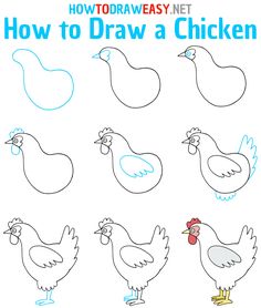 how to draw a chicken step by step instructions for children and beginners with pictures