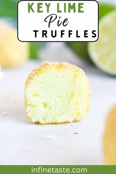 key lime pie truffles on a cutting board with lemons in the background