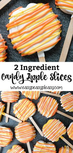 two ingredient candy apple slices on sticks