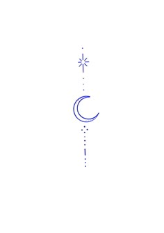 a line drawing of the moon and stars