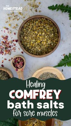 This Comfrey Bath Salt recipe provides step-by-step instructions on combining dried comfrey leaves, aromatic herbs, and Epsom salt to create a therapeutic bath infusion. Immerse yourself in the warm water infused with the goodness of comfrey, allowing its soothing properties to nourish your skin and promote relaxation. Embrace the power of herbal bathing rituals and treat yourself to a revitalizing self-care experience with this delightful Bath Tea with Comfrey. Comfrey Salve Recipe, Infused Salt Recipes, Comfrey Tea, Comfrey Salve, Bath Tea Recipe, Herbal Bath Tea, Bath Salts Recipe, Herbal Salves, Salve Recipes