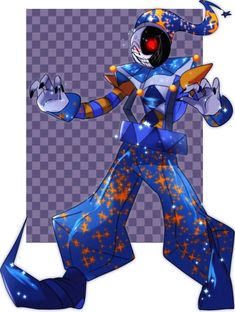 an image of a cartoon character with stars on his body and arms, in blue pants