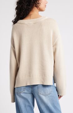 An acid-washed patina gives a roomy cotton sweater lived-in vibes from the very first wear. Crewneck Long sleeves Ribbed cuffs and hem 100% cotton Hand wash, dry flat Imported Not available for sale and shipment to Germany Acid Wash, Cotton Sweater, Not Available, Patina, Hand Wash, Germany, Nordstrom, Cuff, Crew Neck