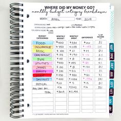 a spiral notebook with the words where did my money go?