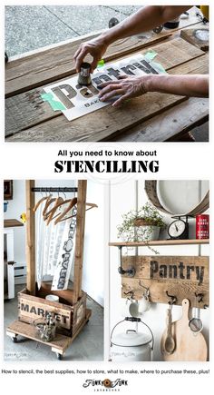 the instructions for how to use stenciling on wood planks are shown in this article