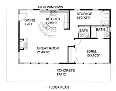 the floor plan for a small house with two bedroom and an attached kitchen area is shown