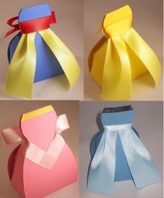 the instructions for how to make an origami princess dress with ribbon and bow