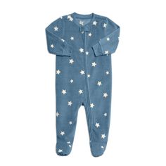 Blue Cotton Onesie For Loungewear, Casual Cotton Footie For Sleep, Super Soft Cotton Onesie For Sleepover, Cotton Onesie For Sleepover, Fitted Cotton Footie For Playtime, Fitted Cotton Footie For Loungewear, Casual Cotton Footie For Bedtime, Spring Season Cotton Sleep Footie, Blue Cotton Onesie For Sleep