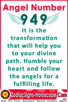 a sign that says angel number 949 it is the transformation that will help you to your divine path