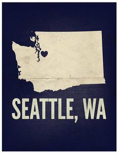 a poster with the shape of a heart on it that says seattle, wa in black and white