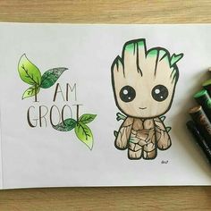 a drawing of a baby groote with the words i am groot on it