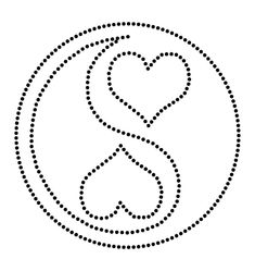 the letter s is inscribed in a circle with dotted lines and dots to form it