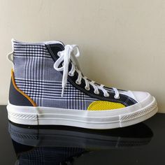 Converse Men's Hacked Fashion Chuck 70 High Top Sneaker In Awesome Black / White / Speed Yellow ~ Making It The Go-To Sneaker For Those Looking To Enhance And Express Their Style :) Retail: $90 Style: Unisex Condition: Brand New With Not Original Shoe Box & Without Price Tag Men's Size Yellow High-top Sneakers With Rubber Waffle Outsoles, High-top Canvas Shoes With Rubber Waffle Outsoles For Streetwear, Retro Yellow High-top Sneakers For Streetwear, Sporty Yellow Sneakers, Yellow High-top Sneakers With Rubber Waffle Outsoles For Streetwear, Retro Yellow Sneakers With Vulcanized Sole, Yellow Casual Sneakers With Rubber Toe Cap, Yellow Canvas Shoes With Rubber Sole For Streetwear, Casual Yellow Sneakers With Rubber Toe Cap