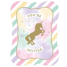 a card with an image of a unicorn on it