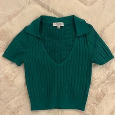 Nwot Darling Tts Trendy Textured Knit Green Tops, Trendy Green Textured Knit Top, Green Cable Knit Tops For Spring, Spring Green Cable Knit Tops, Trendy Green Cable Knit Tops, Green Cotton Cable Knit Top, Green Cable Knit Cotton Top, Cropped White Tee, Black Lace Crop Top