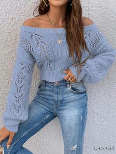 Lasaky - Simple yet Elegant Women's Top with Unlined Front Crop Pullover, Off Shoulder Sweater, Loose Outfit, Spring Women, Collar Sweater, Sweaters Knitwear, Belleza Natural, Winter Sweaters, Sweater And Shorts