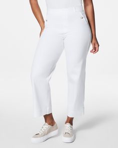 This super-soft cropped pant is the perfect addition to your wardrobe. With a pull-on design and hidden core shaping technology, these comfortable pants flatter all over. This style is garment-dyed and one-of-a-kind. Therefore, you may see some slight variance in color. | Spanx Women's Stretch Twill Cropped Pant Knit Structure, Pant For Women, Jumpsuit For Women, Comfortable Pants, Sleeveless Jumpsuits, Wide Leg Jumpsuit, Cropped Pants, Modern Woman, Effortless Style