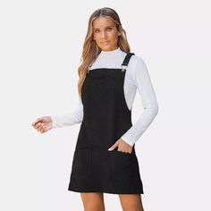 Women's Corduroy Square Neck Mini Overall Dress - Cupshe-xs-black : Target Black Corduroy Dress, Black Overall Dress, Dress Pictures, Corduroy Dress, Dress Picture, Overall Dress, Square Neck, Overalls, Target