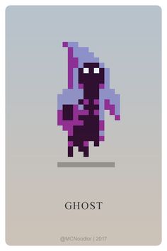 an image of a pixellated ghost with the word ghost in it's center