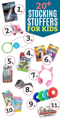 the top ten stocking stuff for kids is shown with numbers and instructions to make it