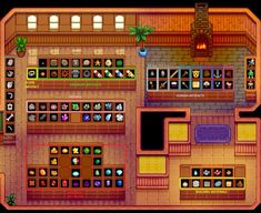 a computer screen shot of a restaurant with lots of tables and seating areas in it