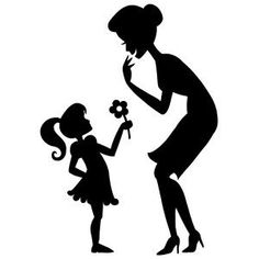 Silhouette Stencil, Silhouette Design Store, Silhouette Art, Mothers Day Crafts, Girl Mom, Mother And Child, Silhouette Design, Design Store, A Flower