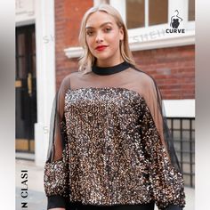 Never Worn. Missed The Return Date Plus Size Sequins Tops, Plus Size Sparkle Top, Sequin Plus Size Top, Glitter Top Plus Size, Sequin Shirt Plus Size, Black Sequin Top, Shein Tops, Sequin Top, Fashion Ideas